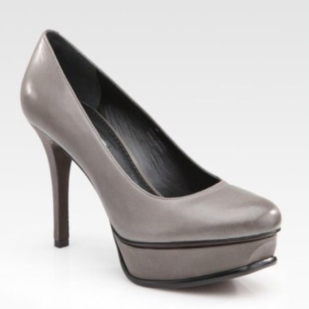 NIB Vera Wang Lavender Label "Deirdre" Grey Mousse Platform Pumps 9.5M